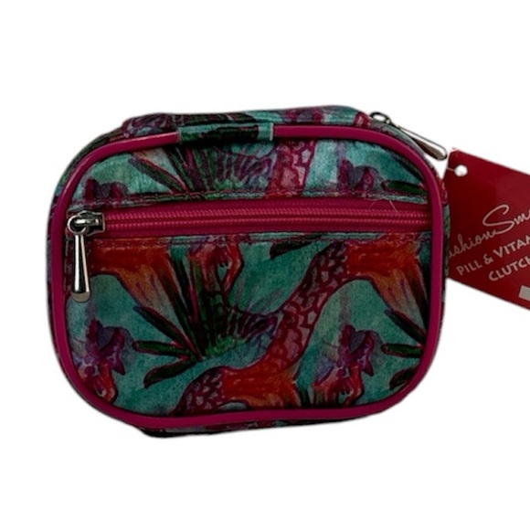 Fashion Smart Travel Mini Pill Case Organize 8 Slots Vitamin Clutch Pink/Blue - Picture 1 of 8